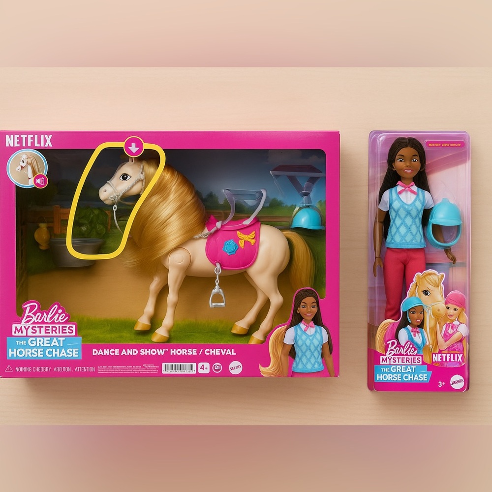 Barbie Mysteries “The Great Horse Chase” Horse + Doll Set (New) ✨